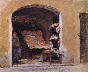 John William Waterhouse An Italian Produce Shop oil on canvas